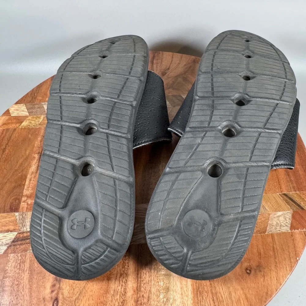 Under Armour Ignite VI Mens Black White Adjustable Slide Sandals Size 7